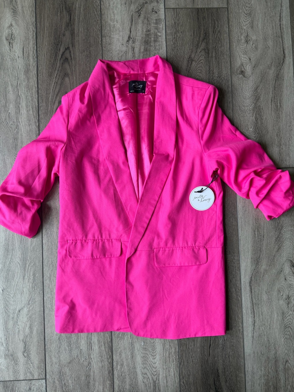 Milk & Honey- Hot Pink Oversized Business Classic Open Front Blazer